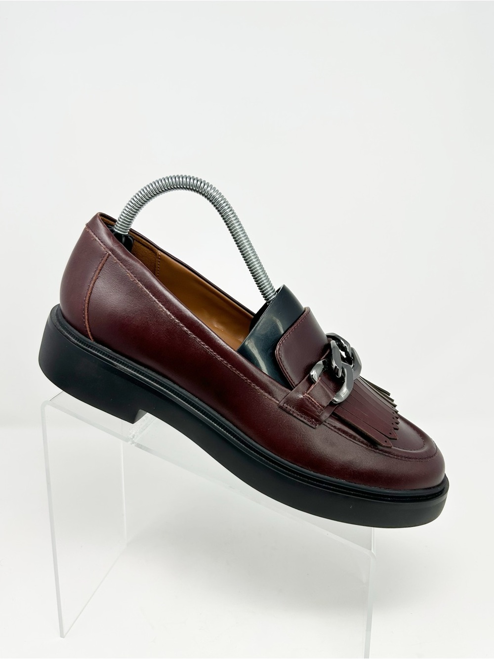 Naturalizer Paris Loafers Burgundy Chain Fringe Slip On Comfort Lug Size 9